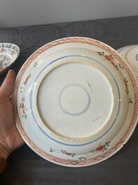 Three Chinese famille verte 'phoenix and peony' plates, Kangxi