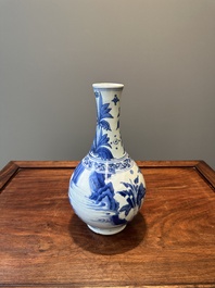 A Chinese blue and white bottle vase, Transitional period