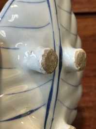 A rare Chinese blue and white leaf-shaped ko-sometsuke dish for the Japanese market, Tianqi
