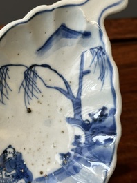 A rare Chinese blue and white leaf-shaped ko-sometsuke dish for the Japanese market, Tianqi