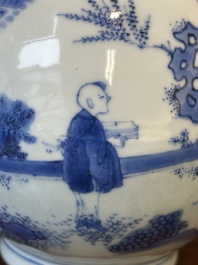 A Chinese blue and white bottle vase, Transitional period