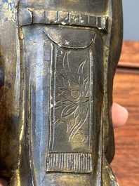 Deux figures en bronze de Wenchang et Guanyin, Chine, Ming