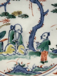 Plat en porcelaine de Chine wucai de type ko-sometsuke pour le Japon, Tianqi