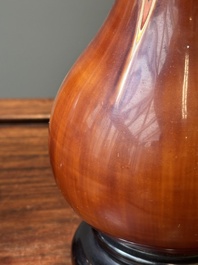 Paire de vases en laque de Foochow ou Fuzhou mimiquant du bambou, 19/20&egrave;me