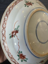 Three Chinese famille verte 'phoenix and peony' plates, Kangxi