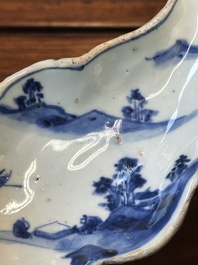 Coupe en forme de feuille en porcelaine de Chine en bleu et blanc de type ko-sometsuke pour le Japon, Tianqi