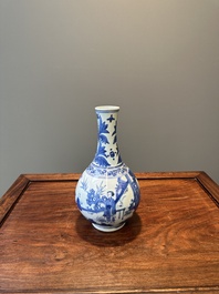 A Chinese blue and white bottle vase, Transitional period
