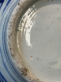 Een Chinese blauw-witte flesvormige vaas met geleerden, Transitie periode
