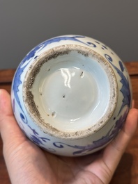 A Chinese blue and white ewer with landscape design, Transitional period