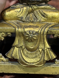 Bouddha Amitayus en bronze dor&eacute;, Sino-Tibet, Qianlong