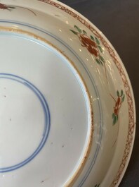 Three Chinese famille verte 'phoenix and peony' plates, Kangxi