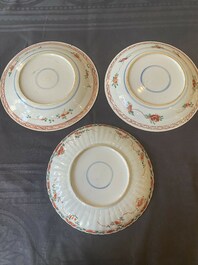 Three Chinese famille verte 'phoenix and peony' plates, Kangxi