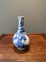 A Chinese blue and white bottle vase, Transitional period