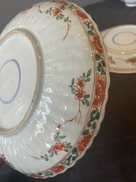 Three Chinese famille verte 'phoenix and peony' plates, Kangxi