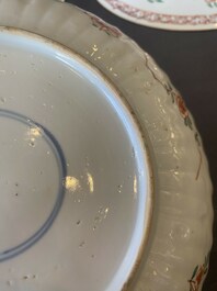 Three Chinese famille verte 'phoenix and peony' plates, Kangxi