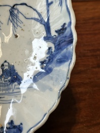 A rare Chinese blue and white leaf-shaped ko-sometsuke dish for the Japanese market, Tianqi