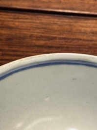A Chinese blue and white 'Hatcher cargo' bowl with floral design, Transitional period