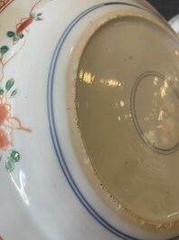 Three Chinese famille verte 'phoenix and peony' plates, Kangxi
