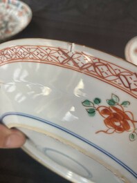 Three Chinese famille verte 'phoenix and peony' plates, Kangxi