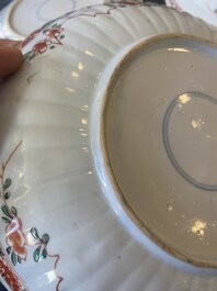 Three Chinese famille verte 'phoenix and peony' plates, Kangxi