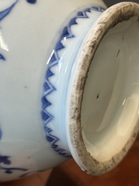 A Chinese blue and white ewer with landscape design, Transitional period