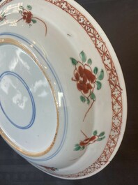 Three Chinese famille verte 'phoenix and peony' plates, Kangxi