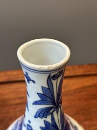 A Chinese blue and white bottle vase, Transitional period
