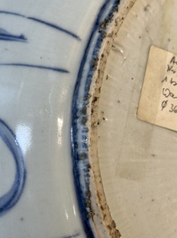 Two Chinese blue and white kraak porcelain dishes with birds and insects, Wanli