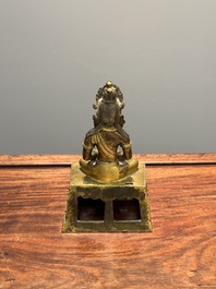 Bouddha Amitayus en bronze dor&eacute;, Sino-Tibet, Qianlong