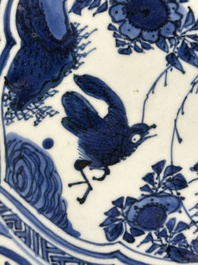Two Chinese blue and white kraak porcelain dishes with birds and insects, Wanli