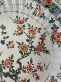 Three Chinese famille verte 'phoenix and peony' plates, Kangxi