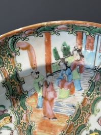 An oval Chinese monogrammed Canton famille rose dish, 19th C.