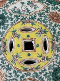 A Chinese famille rose garden seat with birds among blossoming branches, 19th C.