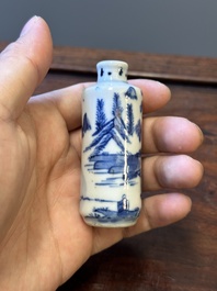 Zes Chinese blauw-witte snuifflessen, 19de eeuw