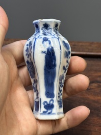 Seven Chinese blue and white 'Long Eliza' miniature vases, Kangxi