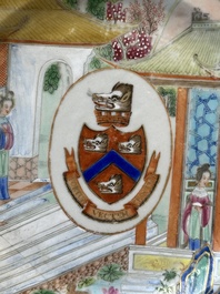 A rare Chinese Canton famille rose plate with the arms of Wight or Bradley, 19th C.