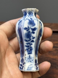 Seven Chinese blue and white 'Long Eliza' miniature vases, Kangxi