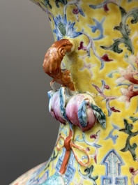 A Chinese famille rose vase with a mountainous landscape, Qianlong mark, Republic