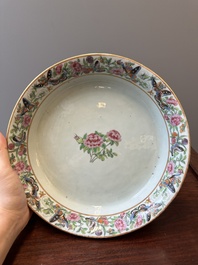 A pair of fine Chinese Canton famille rose jardinieres on stands, 19th C.