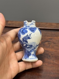 Vijf Chinese blauw-witte vazen, Kangxi