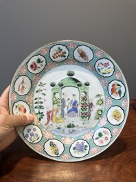 A Chinese famille rose 'arbor' plate after a design by Cornelis Pronk, Qianlong