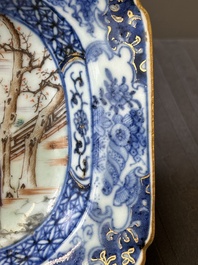 Une soupi&egrave;re couverte sur son support en porcelaine de Chine famille rose &agrave; d&eacute;cor mandarin et une th&eacute;i&egrave;re couverte, Qianlong