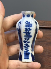 Seven Chinese blue and white 'Long Eliza' miniature vases, Kangxi