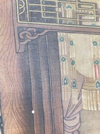 Chinese school: 'Emperor Qianlong with children', ink and colour on silk, 18/19th C.