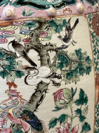 A Chinese famille rose garden seat with birds among blossoming branches, 19th C.