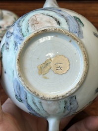 A Chinese famille rose teapot with landscape design, Yongzheng