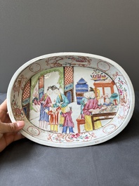 An oval Chinese Canton famille rose 'mandarin subject' bowl, Qianlong