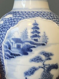 Een paar Chinese blauw-witte vazen en vier zoutvaten in blauw-wit, famille rose en Imari-stijl, Kangxi/Qianlong