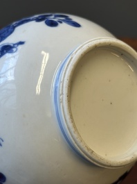 A Chinese blue and white bowl and a silver mounted vase, Shen De Tang Zhi 慎德堂製 mark, Kangxi