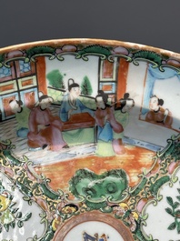 An oval Chinese monogrammed Canton famille rose dish, 19th C.